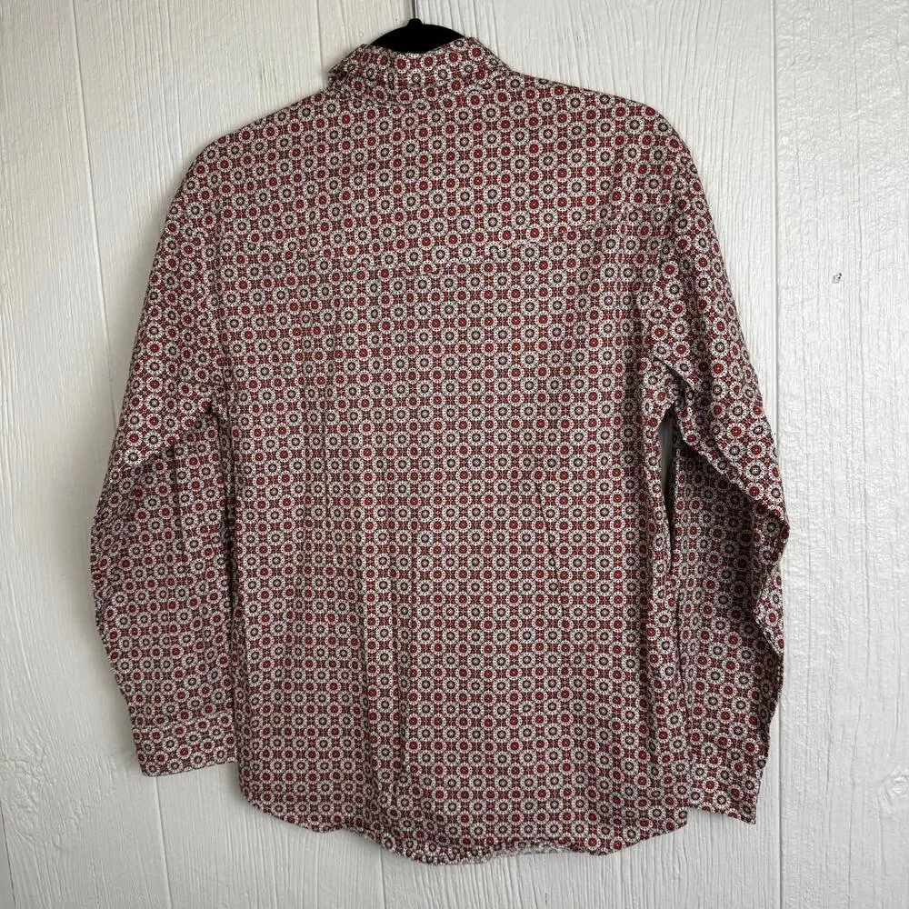Roper Teen Boys Western Pearl Snap Shirt Orange Printed Size XL or 16/18 Rodeo